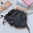 thumbnail image 5 of Teylalorva Girls Denim Shorts, Summer Casual Trendy Side Drawstring High Rise Kids 2026 Jean Shorts Black Size 1, 5 of 8