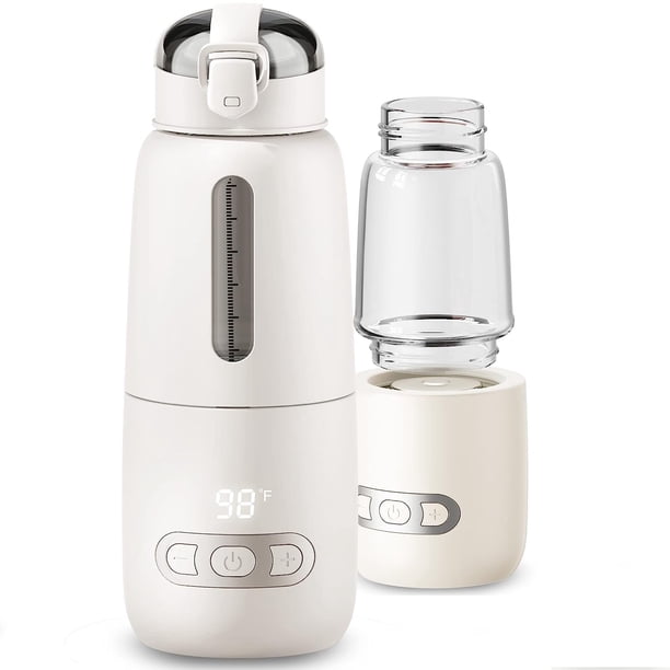 Calentador de agua portátil de 10 oz, calentador de biberón portátil rápido para leche materna o fórmula, viaje con calentador de leche recargable, control de temperatura inteligente