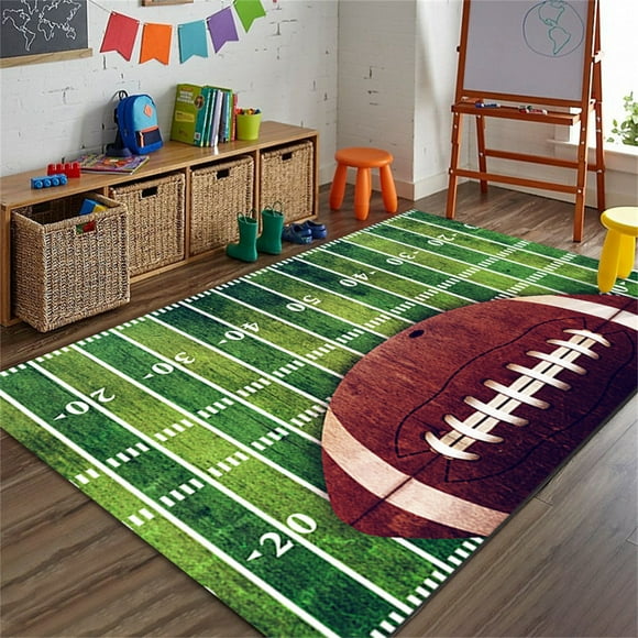 olkpmnmk Clearance Sale!Living Room Decor,Soccer Area Rug Football Field Carpet Non Slip Floor Mat Football Stadium Green Painted Line Playmat Runner Rug for Living Room Bedroom,Outdoor Carpet