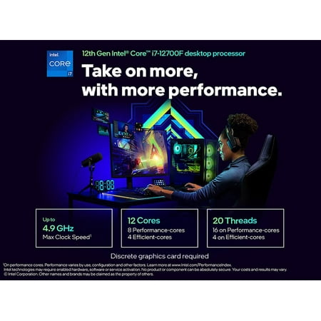 Intel - Core i7-12700F 12th Generation - 12 Core - 20 Thread - 2.1 to 4.9 GHz - LGA1700 - Desktop Processor - Grey/Black/Gold