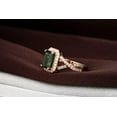 thumbnail image 4 of Halo Art Deco Infinity 2 Carat Green Emerald 7x5mm Emerald Cut And Moissanite Diamond Engagement Ring for Her in 10k Rose Gold, 4 of 5