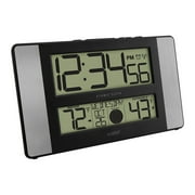 La Crosse Technology Atomic Digital Clock with Temperature and Moon Phase Aluminum finish