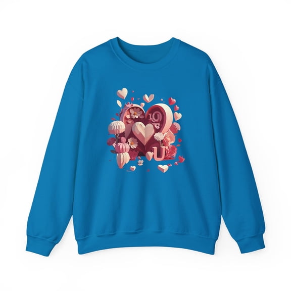 Unisex Floral Big Heart Sweatshirt, Love Floral Sweatshirt, Floral Heart Sweatshirt, 50/50 Cotton-Poly Valentine's Day Sweatshirt 09