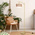 thumbnail image 6 of Floor Lamps for Living Room with 12W  Bulb, Arc Floor Lamp with 3 Color Temperatures, Farmhouse Floor Lamps with Adjustable Rattan & Fabric Shades, Boho Standing Lamp for Bedroom, Corner, 6 of 8