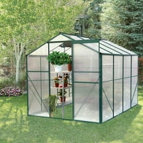 TRAMULL 6x8 ft Greenhouse for Outdoors, Polycarbonate Greenhouse with Roof Vent,Aluminum Large Walk-in Green House