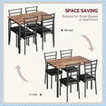 thumbnail image 3 of 5-Piece Dining Table Set for 4, Space-Saving Kitchen Table and Chairs with Cushions, Metal Frame, Dining Table with 4 Chairs for Small Space, Rustic Brown, 3 of 8