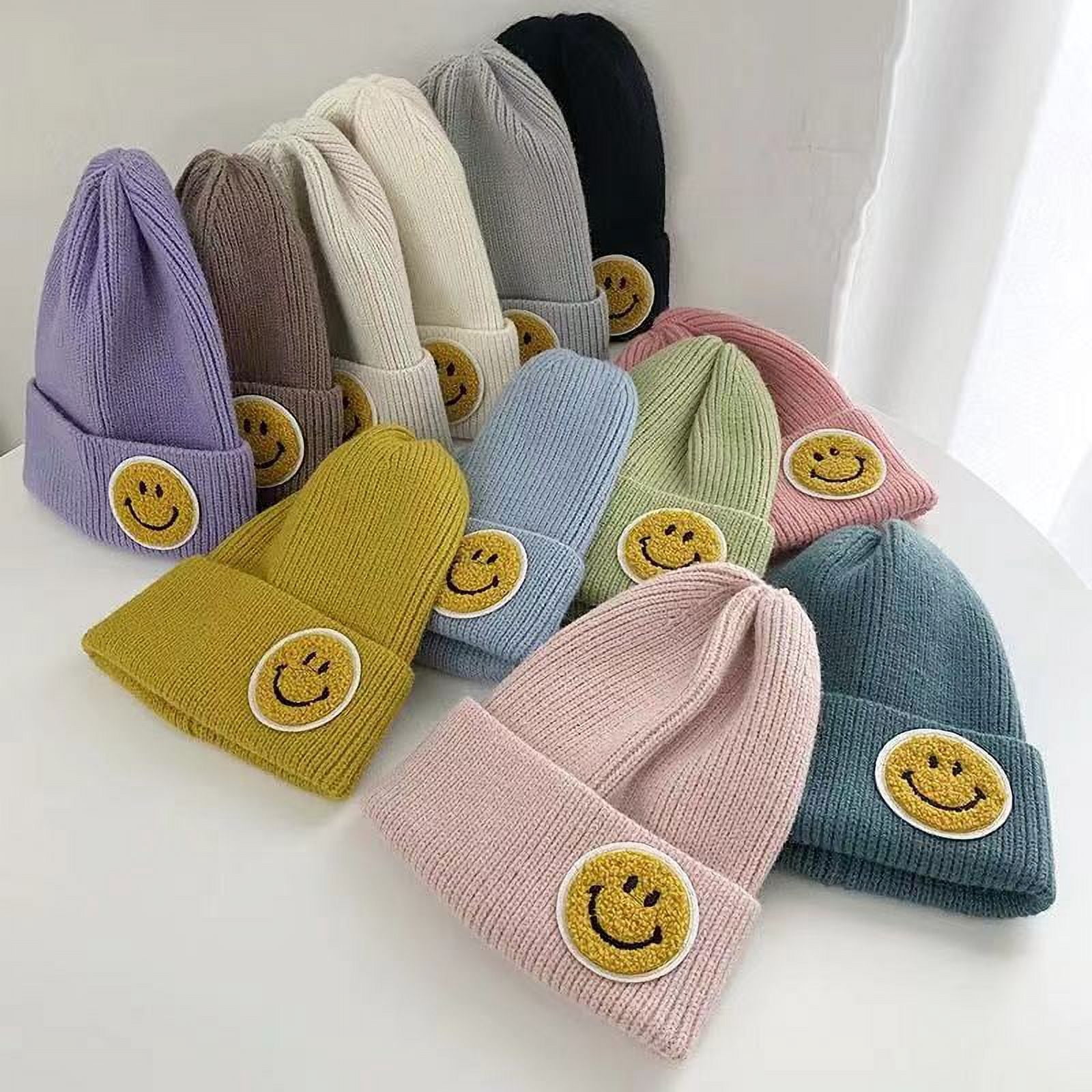 Casual Pastel Tones Yellow Smily Face Beanie (Caramel)