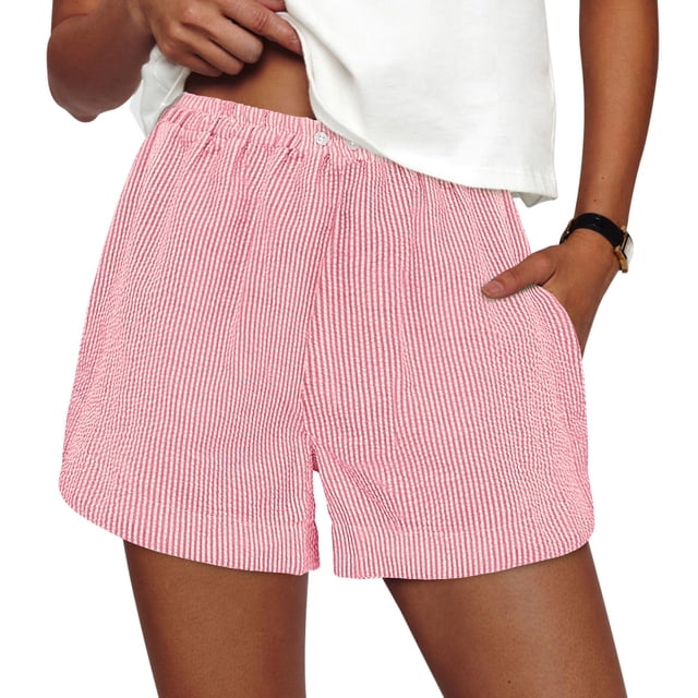 Pantalones de Pijama PRETTYGARDEN para Mujer, Shorts Boxer a Rayas