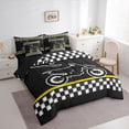 thumbnail image 3 of Feelyou Cross Bike Lover Bedding Comforter Set 7pcs for Child, Motorcycle Speed Sport Queen Bedding Sets, Black Yellow Cartoon Reversible Queen Sheet Sets, Lightweight Room Decor, 3 of 7