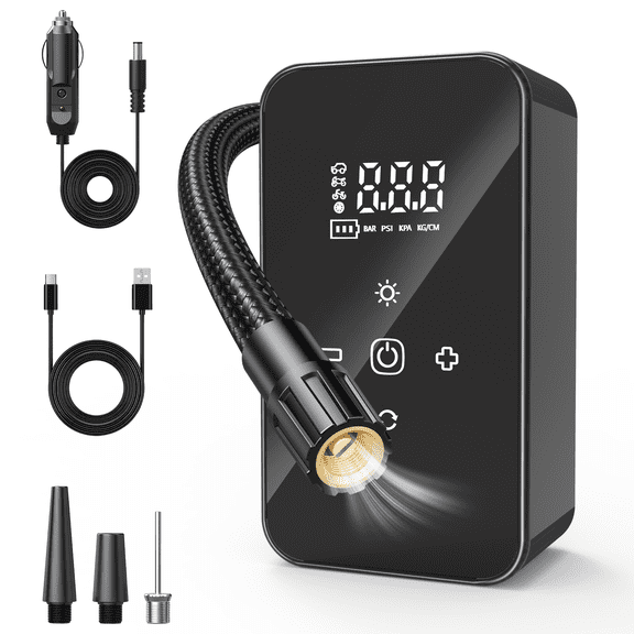 Cordless Air Compressor 140 PSI Portable Tire Inflator, Digital Display Multi-Function Air Pump for Car, Motorcycles, Bicycles, Balls