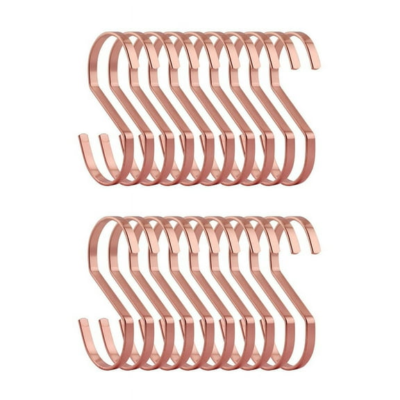 20-Pack 4 Inch Rose Gold Chrome Finish Steel Hanging Flat Hooks-S Shaped Hook Heavy-Duty S Hooks, for , Pots