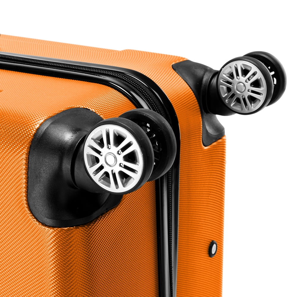 Kepooman 3 Piece Travel Luggage Sets, Lightweight ABS Luggage Suitcase, 360° Spinner Wheels Travel Set Bag3-in-1 Portable ABS Trolley Case 20"/24"/28" , Orange