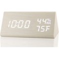 thumbnail image 1 of Luz blanca de madera blanca - reloj despertador LED de temperatura y humedad con control de voz Adepaton  LN-2238-3, 1 of 7