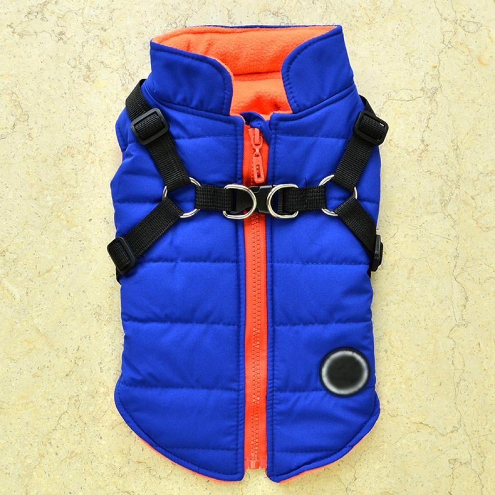 Pet Printed Cold Weather Coat, Small Dog Vest Harness Puppy Winter 2 In 1 Outfit Warm Garment Jacket
