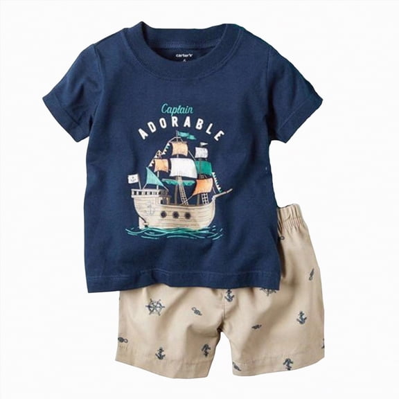 UAYOTSE Toddler Boy Summer Clothes Outfits Kids Cotton Short Sleeve Shirt Shorts Set 2 7 Years,Sizes 2-3 Years
