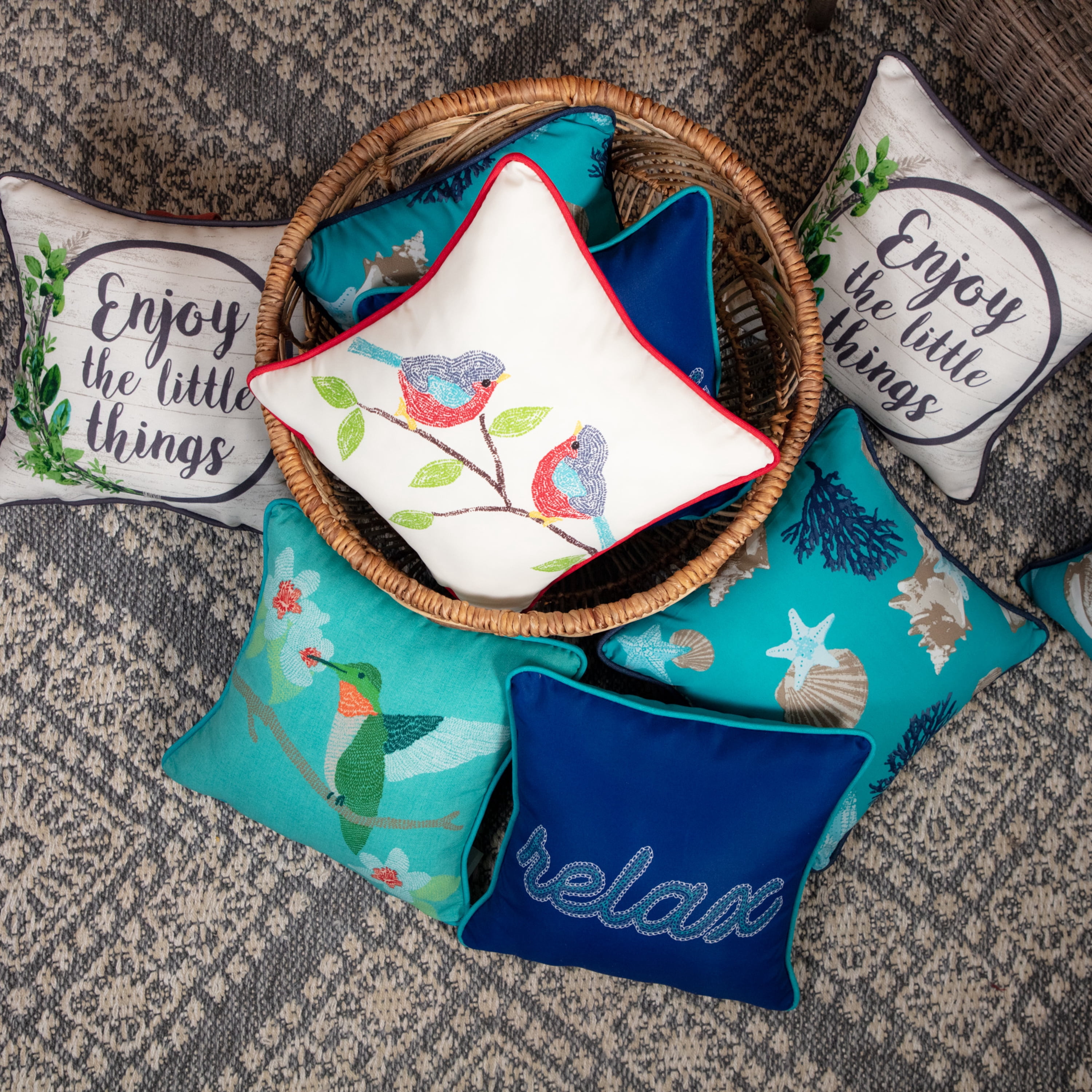Mainstays 16" x 16" Enjoy the Little Things Outdoor Throw Pillow (2 Pack)