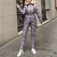 thumbnail image 2 of ZHOUCHANKIDS Womens Onesie Ski Suit Winter Outdoor Sports Waterproof Snowsuit Jumpsuits Jacket Purple M, 2 of 5