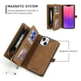 thumbnail image 3 of for iPhone 14 Plus Wallet Case, Durable PU Leather 2-in-1 Detachable Magnetic Flip Phone Case for iPhone 14 Plus Case Wallet with Card Holder Slots Zipper Pouch for Women Men, Brown, 3 of 8