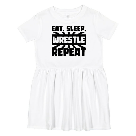 Inktastic Eat, Sleep, Wrestle, Repeat Girls Toddler Dress