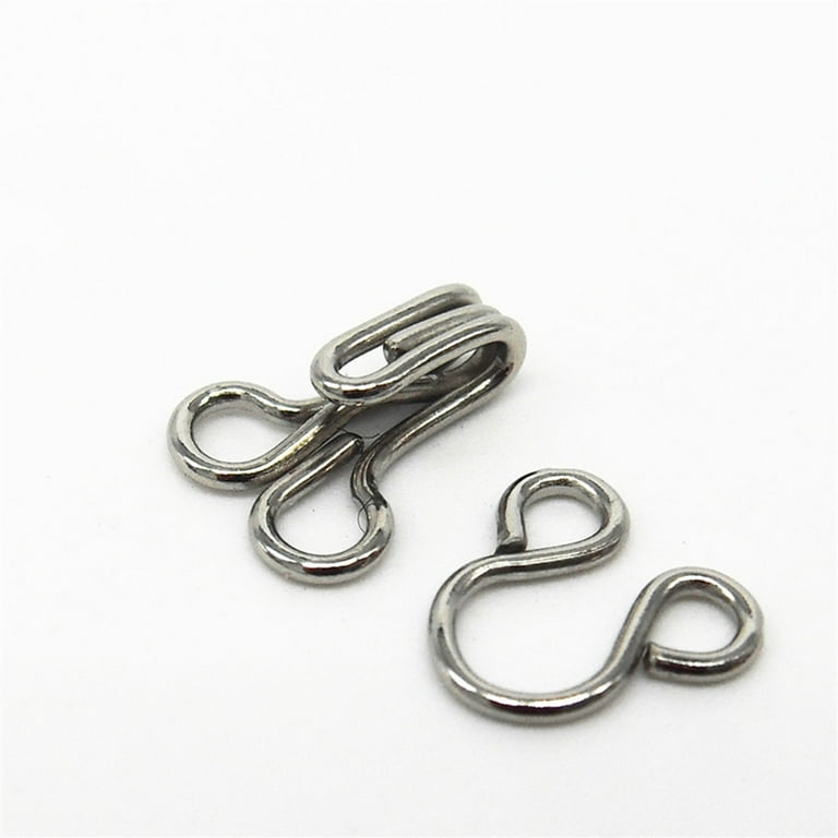 50 pcs Sewing Hooks and Eyes Closure Eye Sewing Closure for Bra Fur Coat  Cape Stole Clothing (Silver and Black)