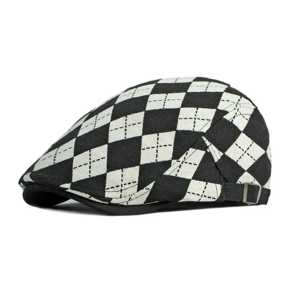 2022 Spring New Characteristic Peaked Cap Women's British Retro Diamond Checked Beret Men's Casual Advance Hats Fashion