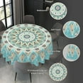 thumbnail image 5 of Mandala Green Waterproof Picnic Patio Party Round Table Cloth Cover Decorations Fabric 60 Inch Circular Tablecloth for 20-47 Inch Home Dining Room Kitchen Decor, 5 of 6