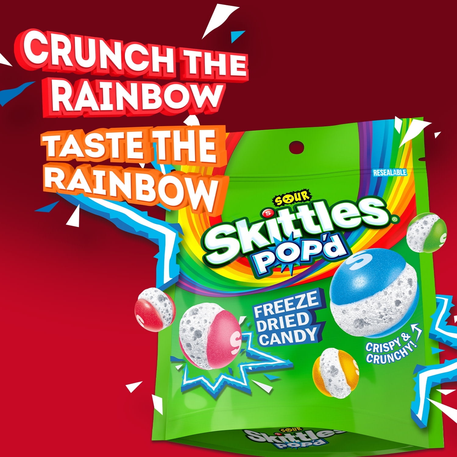 SKITTLES POP'D Sour Freeze Dried Candy - 5.5 oz