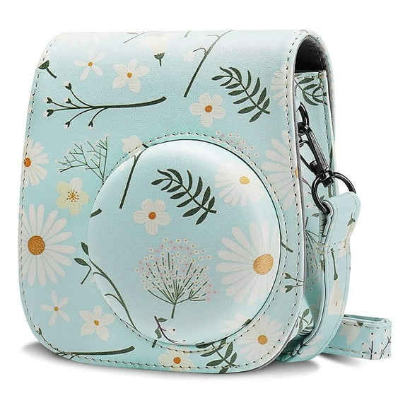 PU Leather Camera Case for Fujifilm Instax Mini 11 Instant Camera with Adjustable Strap and Case (Chrysanthemum)