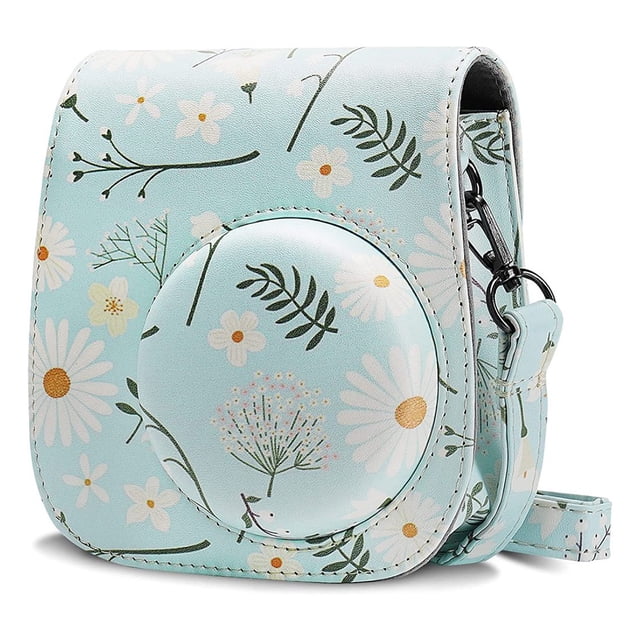 PU Leather Camera Case for Fujifilm Instax Mini 11 Instant Camera with Adjustable Strap and Case (Chrysanthemum)