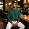 thumbnail image 5 of Nestiefly Men's Long Sleeve T-Shirts Lightweight Soft Crew Neck Gym Tees for Running Lounging Basic Tee Shirts Dark Green L, 5 of 9