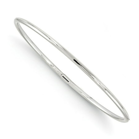 Solid 10K White Gold Slip-On Bangle Bracelet 7" (9.8mm)