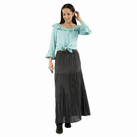 Scully PSL-279-BLK-XXL Western Skirt Womens Tier Broomstick Maxi, Black - 2XL