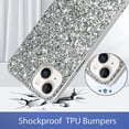 thumbnail image 2 of Compatible with iPhone 14 Case Luxury Glitter Sparkle Bling Shiny Case Hard PC Shockproof Full Camera Lens Protective Case for iPhone 14 6.1 Inch - Sliver, 2 of 14