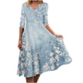 thumbnail image 2 of mtvxesu Robes d'Été pour Femmes, Robe Décontractée de Mode pour Femmes Imprimée à Manches Longues à Col en V avec Boutons, Robes Mini, 2 of 8