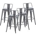 thumbnail image 3 of 26 Inch Bar Stools Set of 4 Industrial Metal Barstools Counter Height Bar Stool with Backs for Home Kitchen (26 inch, Gunmetal), 3 of 15