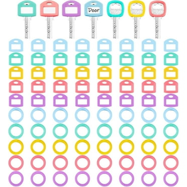 80 Pieces Key Color Covers Key Caps Tags Covers Set Plastic Key Identifier Rings Key Toppers for Keys Organization House Key, 2 Styles (Macaron Color)