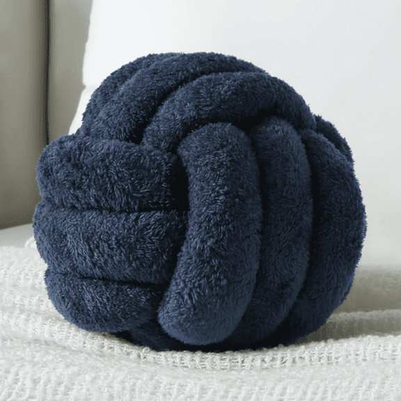 Round Knot Pillow for Living Room Decor - Navy Blue 8 Inch Stress Relief Throw Cushion, Decorative Sofa Pillow and Cozy Pet Bed