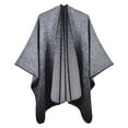 thumbnail image 2 of Women's Plaid Shawl with Open Front, Reversible Poncho Cape for Fall Winter, Warm Oversized Cardigan Shawl for Travel, Casual Wear and Daily Use, Soft Imitation Wool Blend Fashion Wrap - Black3, 2 of 4