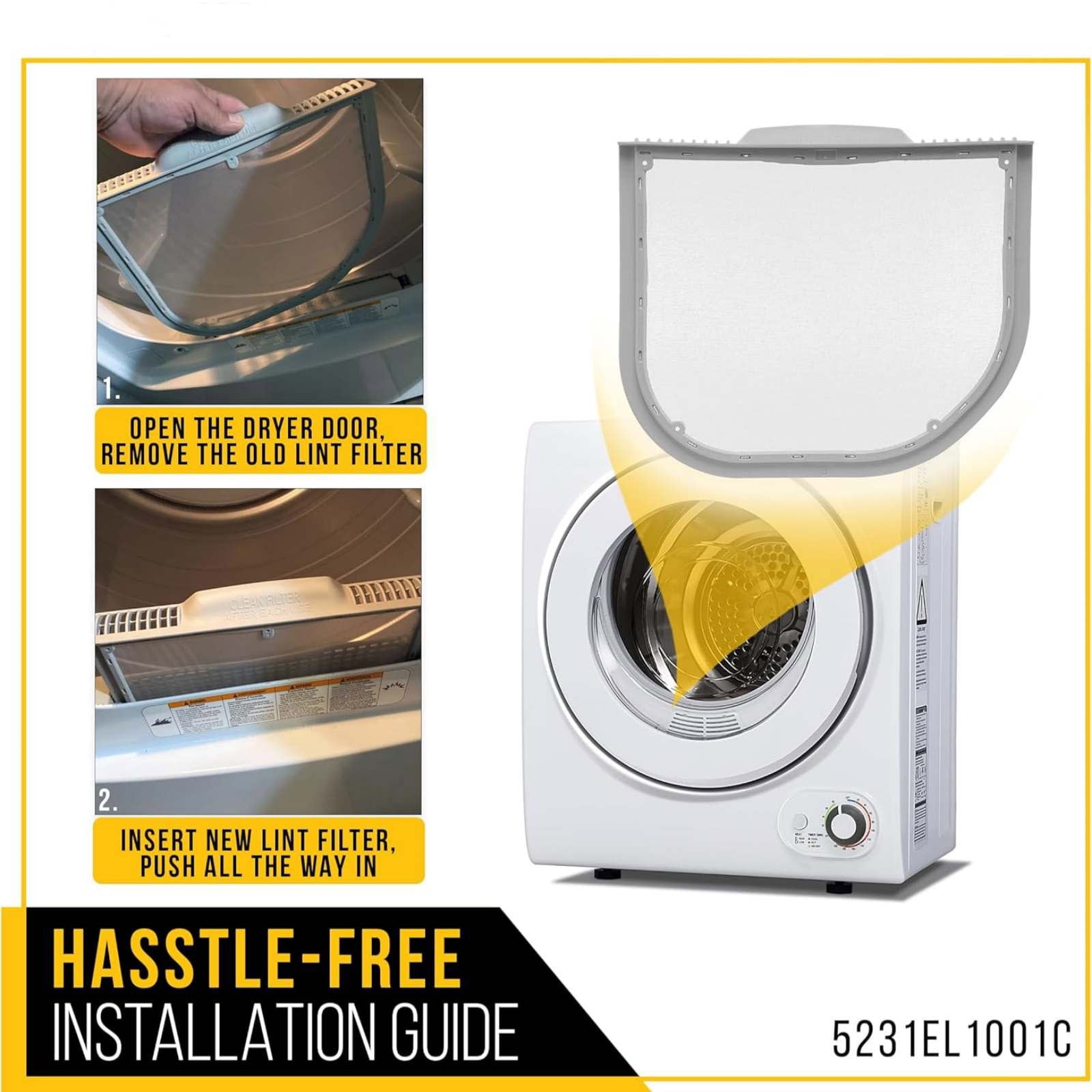 APPLAYERR Dryer Lint Screen Filter for LG Kenmore Improves Airflow Extends Drying Time Efficiency Maintenance Economical