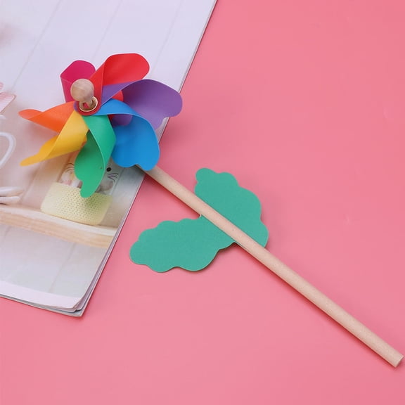 UPGRATOR 14-Piece Outdoor Pinwheel Windmill Set for Lawn and Garden Decor, 30x12x7.5cm, PVC and Wood Materials