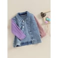 thumbnail image 3 of Suealasg Kids Boys Girls Denim Patchwork Jacket 1T 2T 3T 4T 5T Child Contrast Color Long Sleeved Lapel Button Down Coat Autumn Casual Outwear Clothing for Litte Girls Boys, 3 of 9