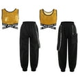 thumbnail image 4 of Aislor Kids Girls Hip Hop Dance Shiny Sequins Sleeveless Crop Tops with Chain Pocket Jogger Pants Gold 12, 4 of 6