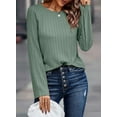 thumbnail image 3 of Mengpipi Womens Long Sleeve Shirts Casual Lightweight Pullover Crew Neck Tunic Tops Green, S(US 4-6), 3 of 5