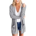 thumbnail image 2 of cllios Women's 2022 Long Sleeve Waffle Knit Cardigan Open Front Cozy Sweater Coat with Pockets, 2 of 6