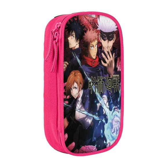 Jujutsu Kaisen Grande Trousse à Crayons, Pochette à Crayons Durable à Grande Capacité, Sac de Papeterie Minimaliste et Portable, Boîte à Crayons Esthétique à Fermeture Éclair