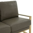thumbnail image 5 of LeisureMod Loveseat Upholstered in Leather with Gold Stainless Steel Sled Base and Removable Cushions for Modern Home, Living Room, Offices Jefferson Collection in Grey, 5 of 9