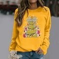 thumbnail image 2 of Fiaer Women's Sweatshirts Christmas Tree Bow Funny Graphic Long Sleeve Pullover Plus Size Crew Neck Cozy Fall Xmas Tops Yellow XL, 2 of 4