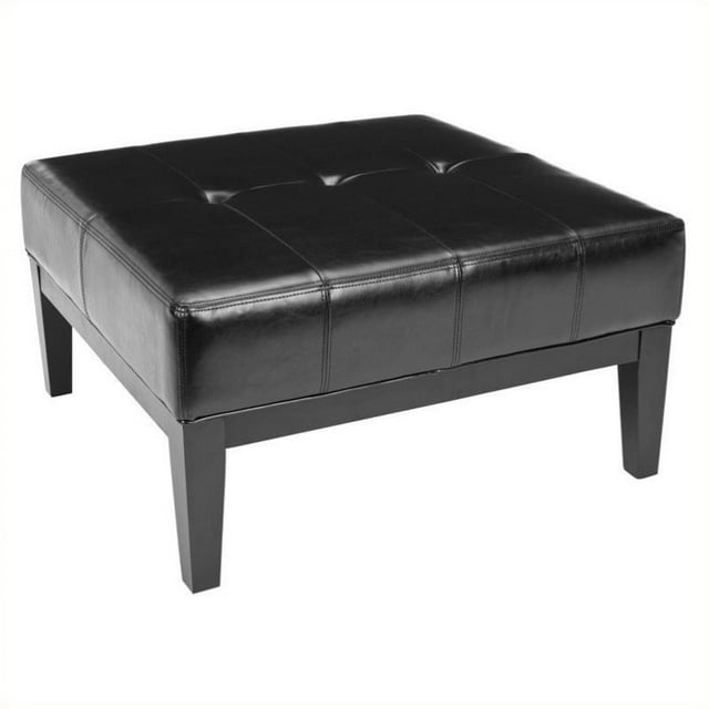 Safavieh Aubrey Leather Cocktail Ottoman in Black
