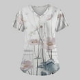 thumbnail image 6 of EHTMSAK Womens Scrub Tops with Pocket Floral Classic Fit V-Neck Short Sleeve Scrub Top White 5X, 6 of 7