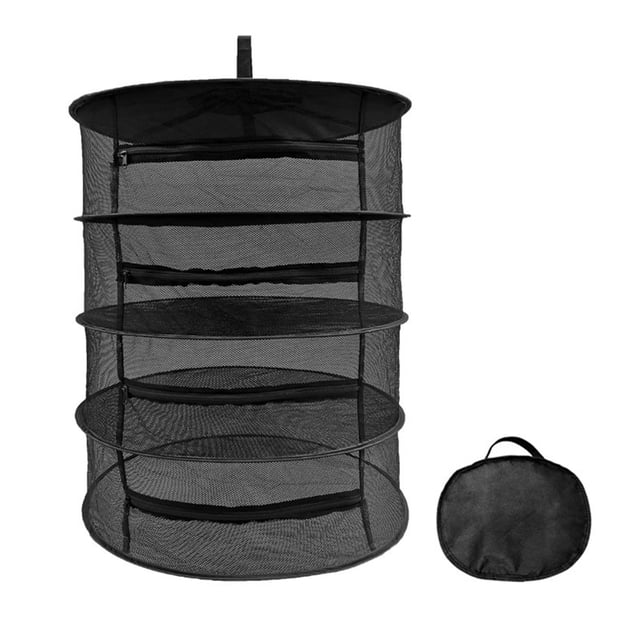 Tignapoo 4-Tier Mesh Drying Rack with Zipper Closure - Ideal for Herbs, Plants, and Buds - Durable and Breathable Design with Built-in Steel Support Rings - Includes Water-Resistant Carrying Bag